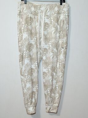 Alpine Design Cargo Joggers White + Tan Tropical Print Gorpcore Women's Size L